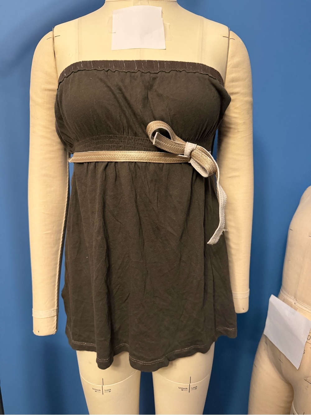 Ruehl No.925 Strapless Empire-Waist Top with Beige Belt